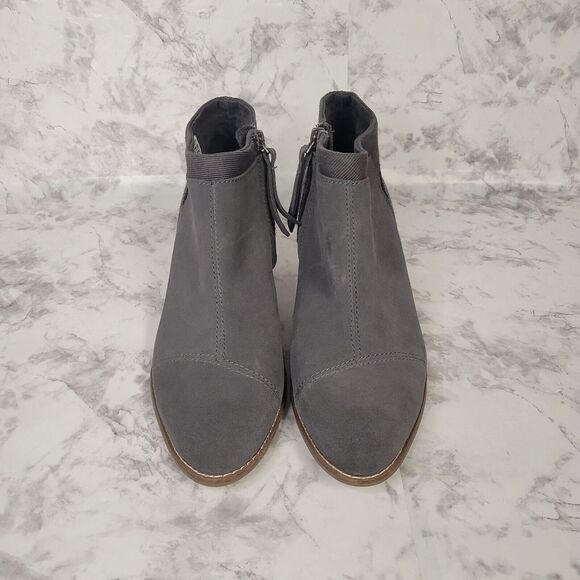 Toms Loren Ankle Boots Iron Grey Womens 6.5 M Low Cut Side Zip Dress Casual Shoe - Picture 1 of 12